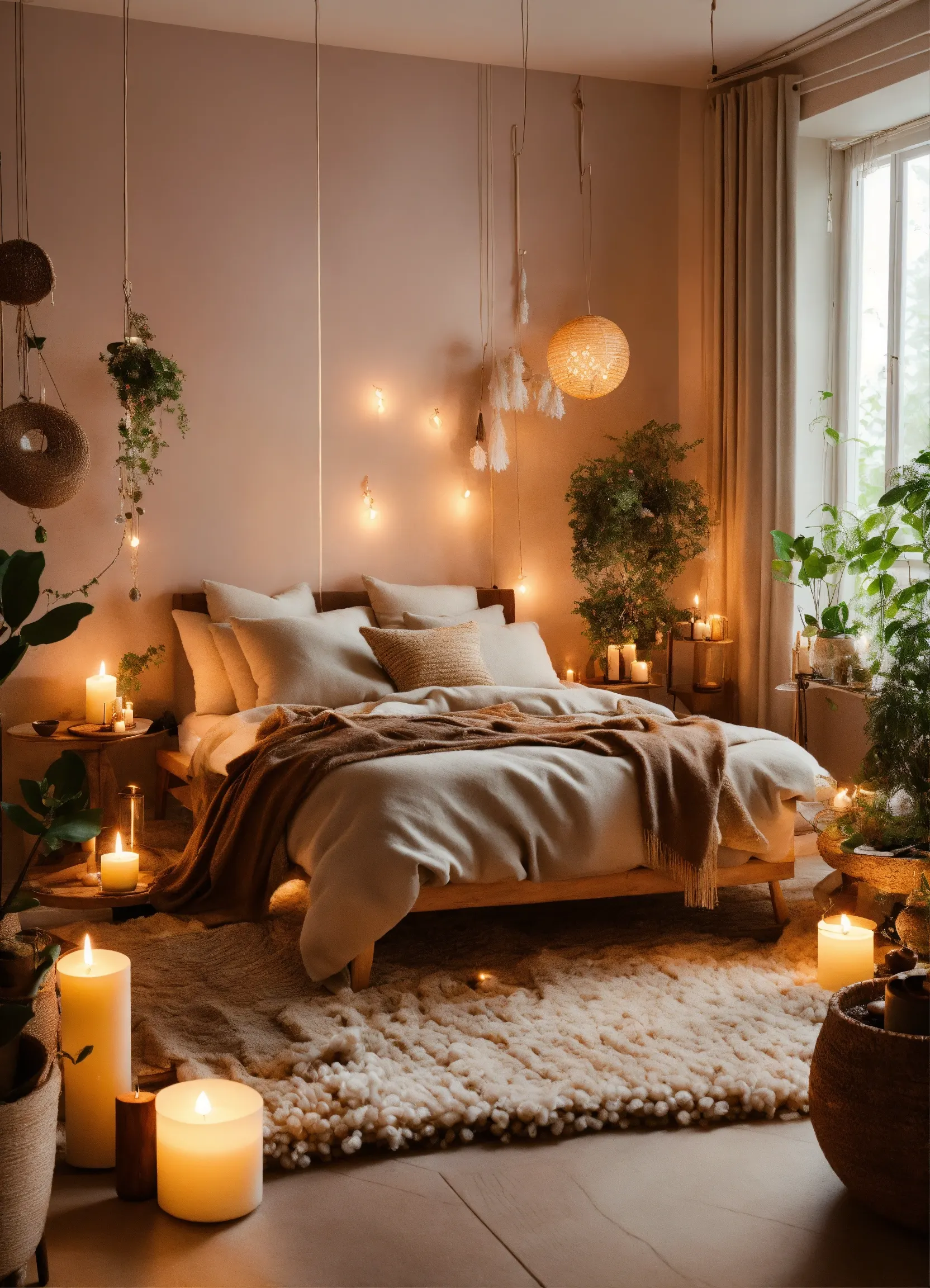 Living room with air-purifying plants